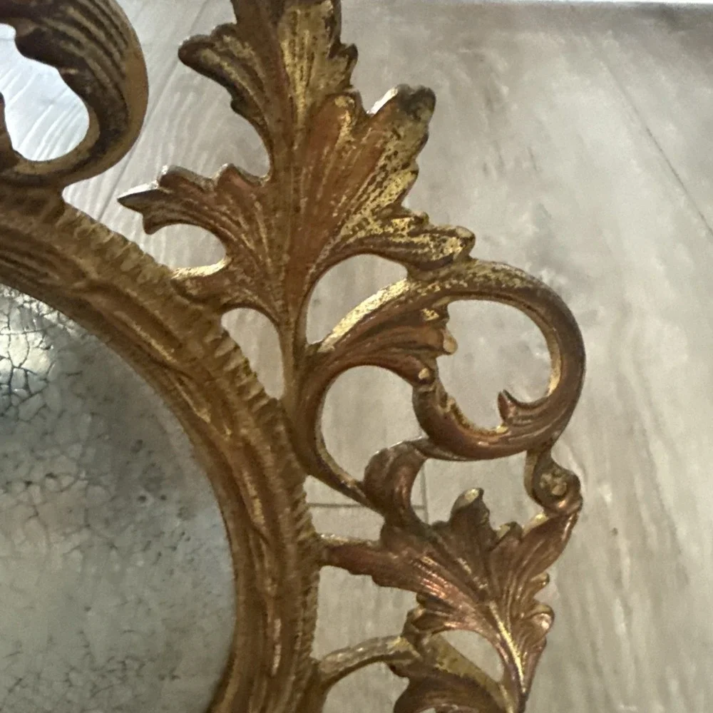 Cast Iron Brass Finish Victorian Mirror Picture Stand Up mirror Frame Ornate